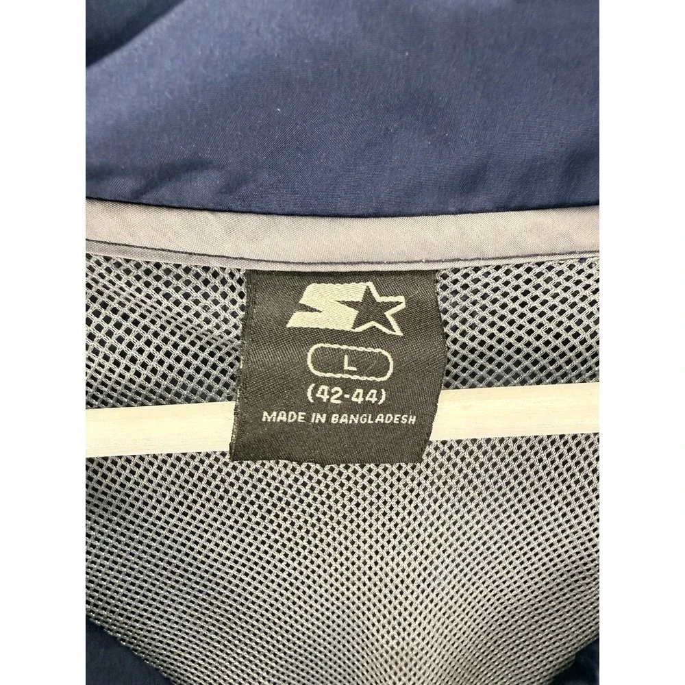 Vintage Starter Men's Sz L Blue & White Chest Stripe Full-Zip Windbreaker Jacket